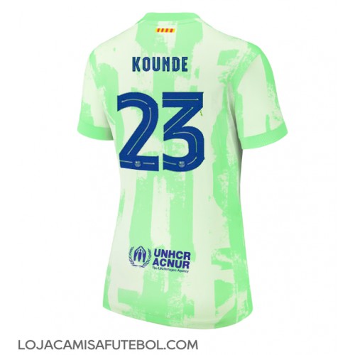 Camisa de Futebol Barcelona Jules Kounde #23 Equipamento Alternativo Mulheres 2024-25 Manga Curta